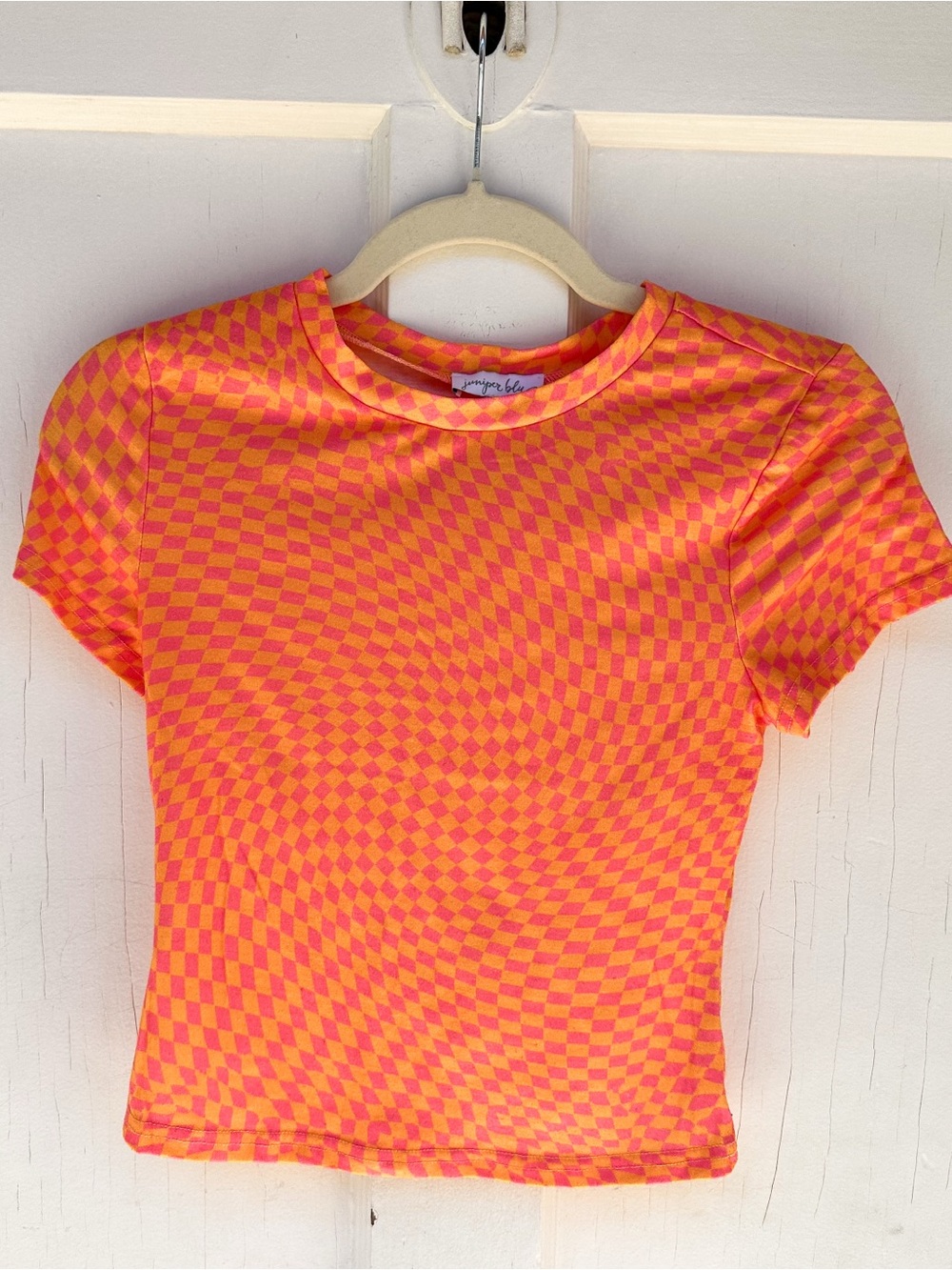 🧡Checkered Cropped Tee